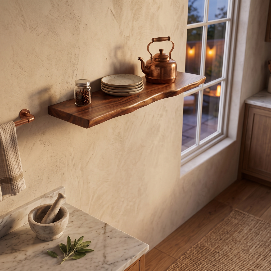Live-Edge Solid Hardwood Floating Shelf - lifestyle 4