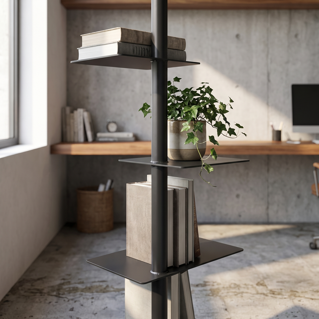 Cantilevered Steel Tree Bookshelf & Plant Stand - lifestyle 3
