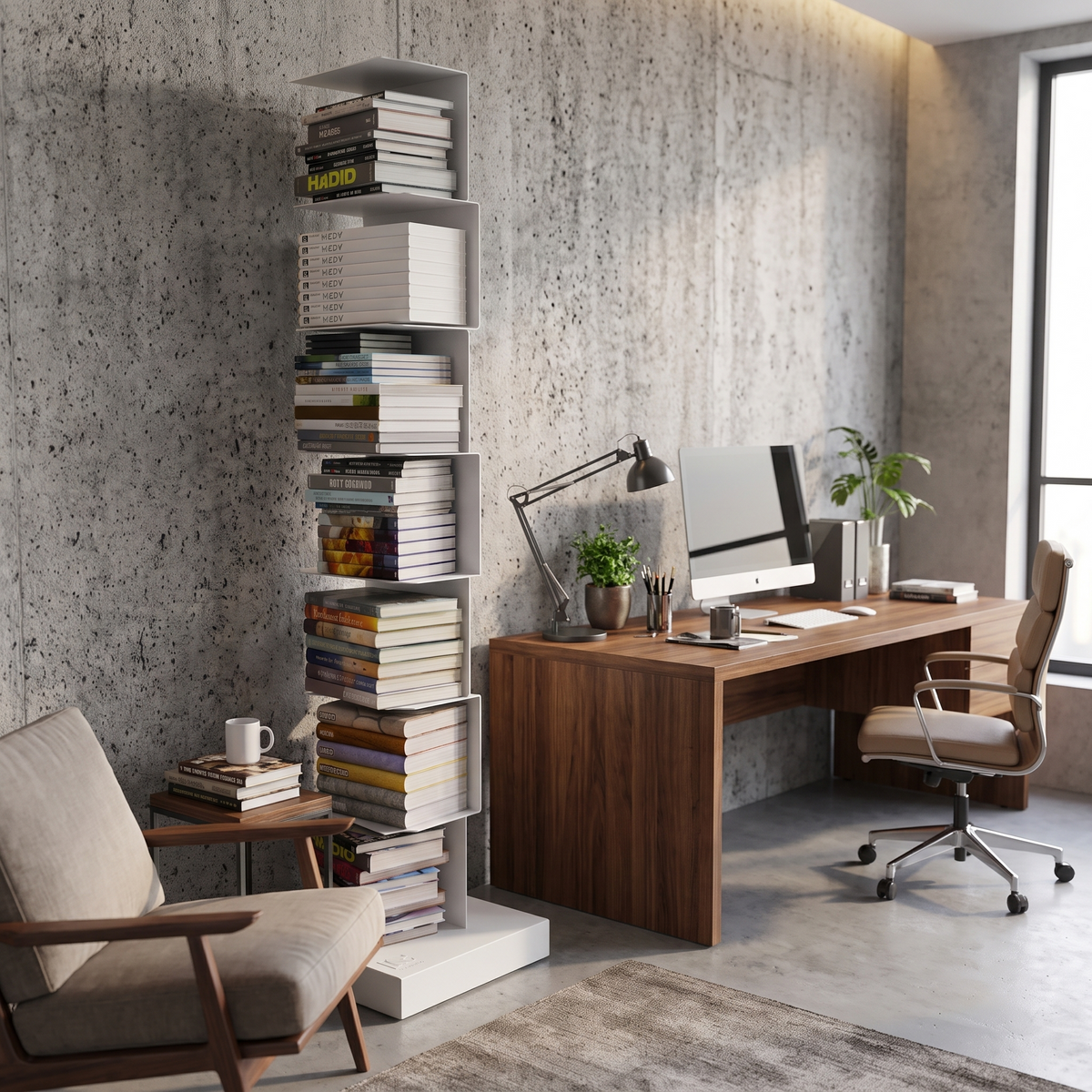 Invisible Floating Metal Bookshelf Tower - lifestyle 2