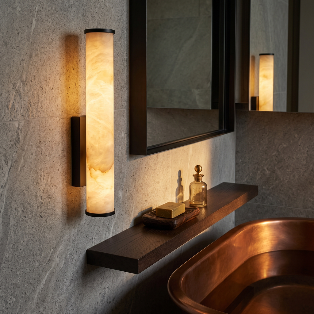 Alabaster-Effect Column Wall Sconce - lifestyle 4
