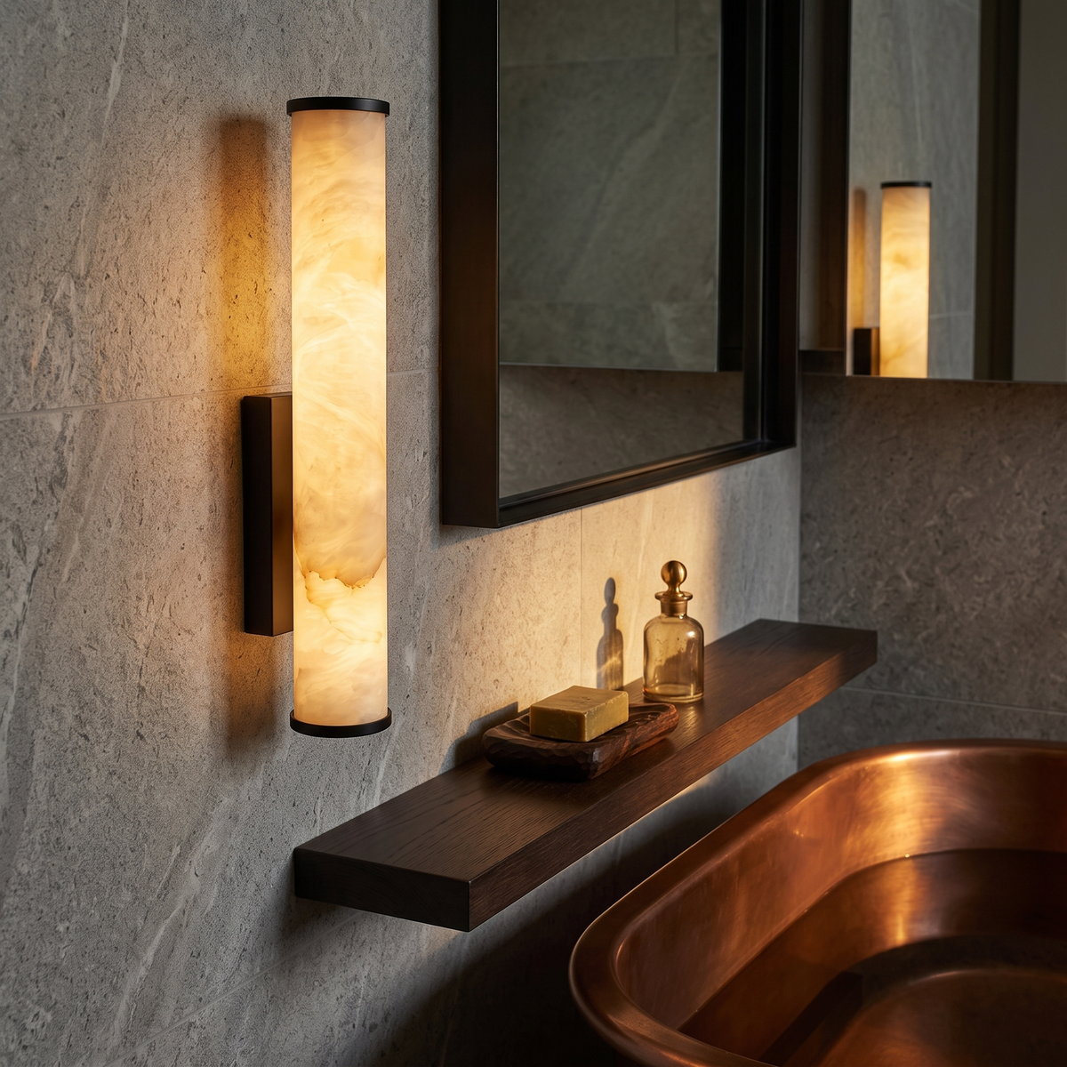 Alabaster-Effect Column Wall Sconce - lifestyle 4
