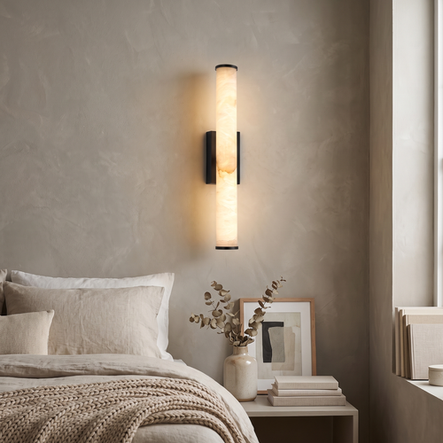 Alabaster-Effect Column Wall Sconce - lifestyle 1