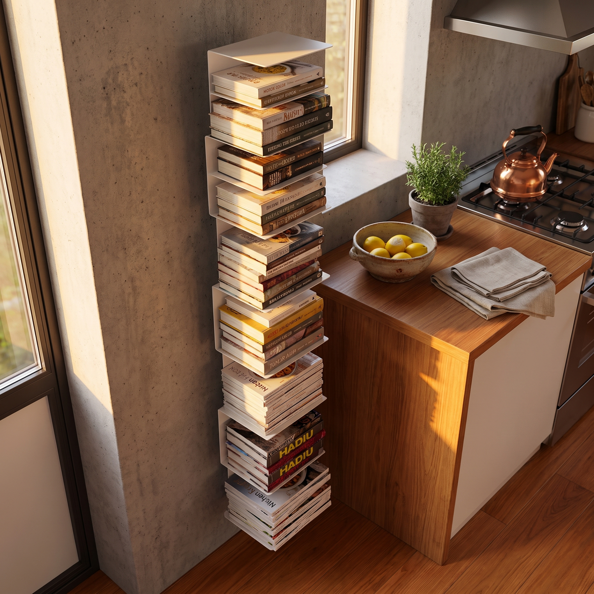 Invisible Floating Metal Bookshelf Tower - lifestyle 4