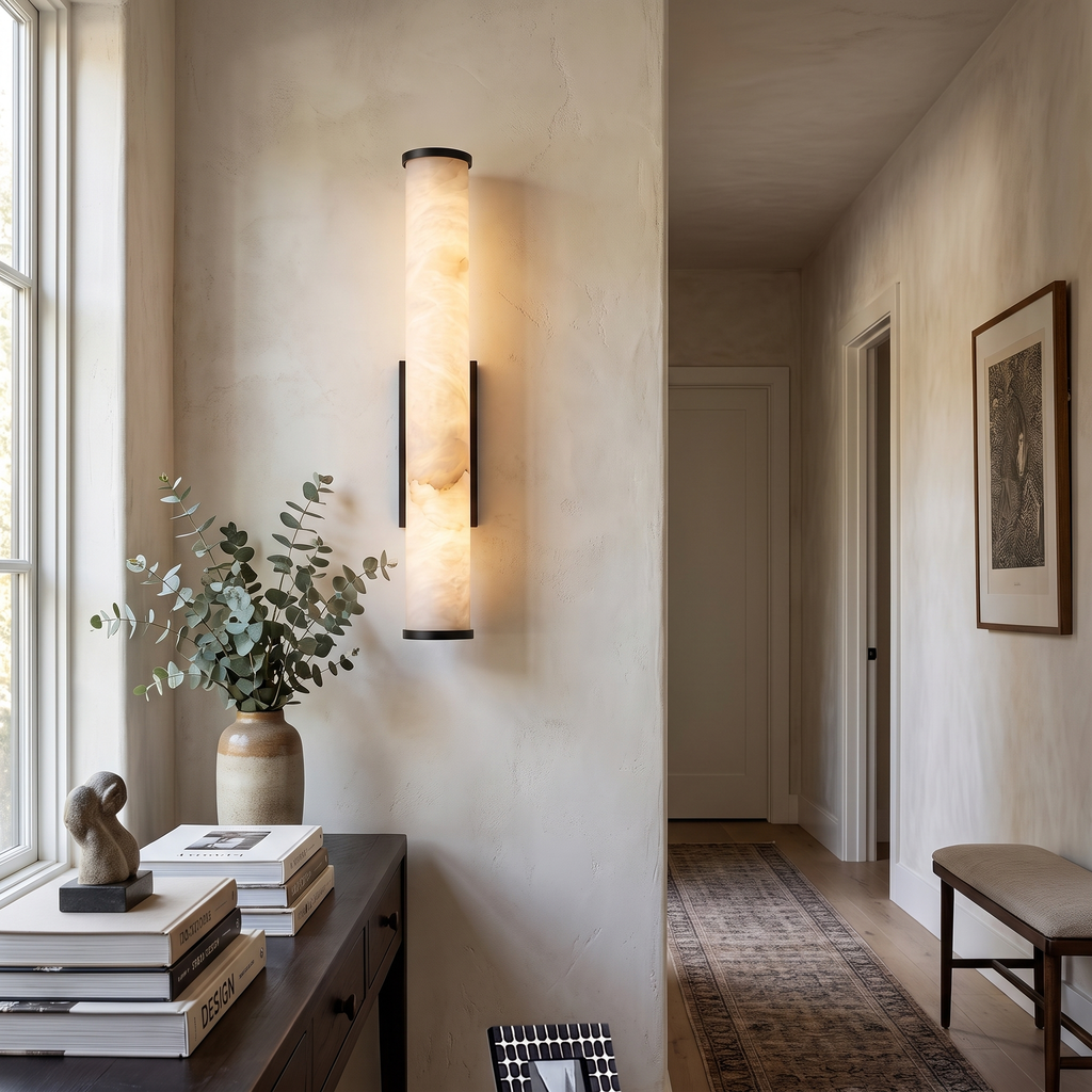 Alabaster-Effect Column Wall Sconce - lifestyle 2