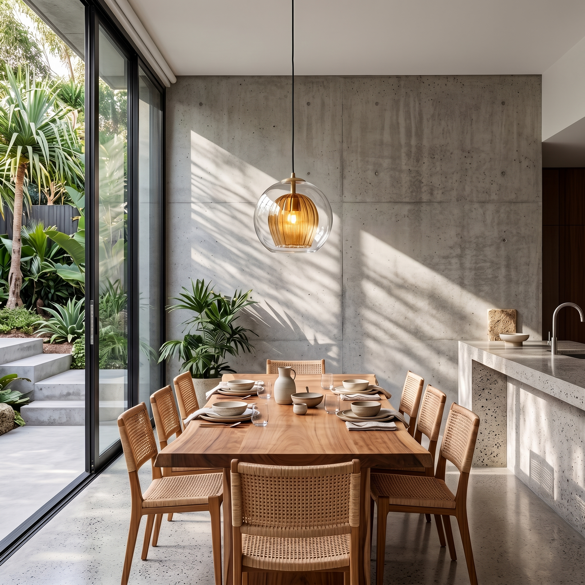 Clear or Amber Glass Globe Pendant Light - lifestyle 2