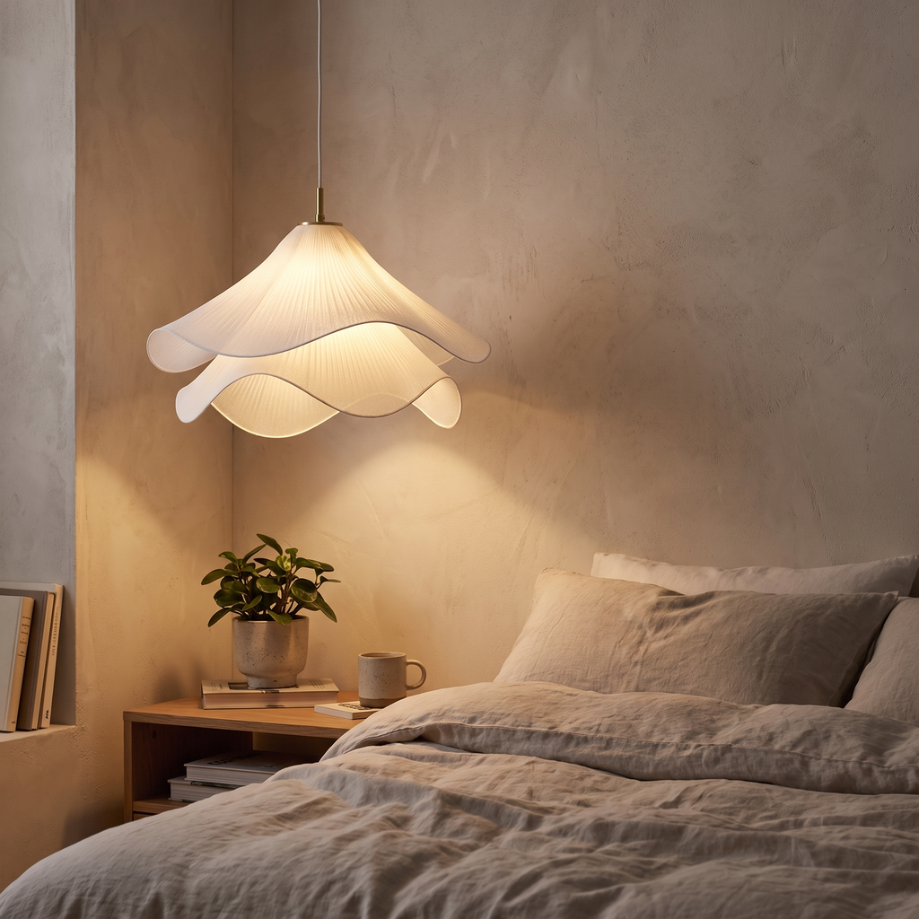 Pleated Petal Fabric Pendant Light - lifestyle 4