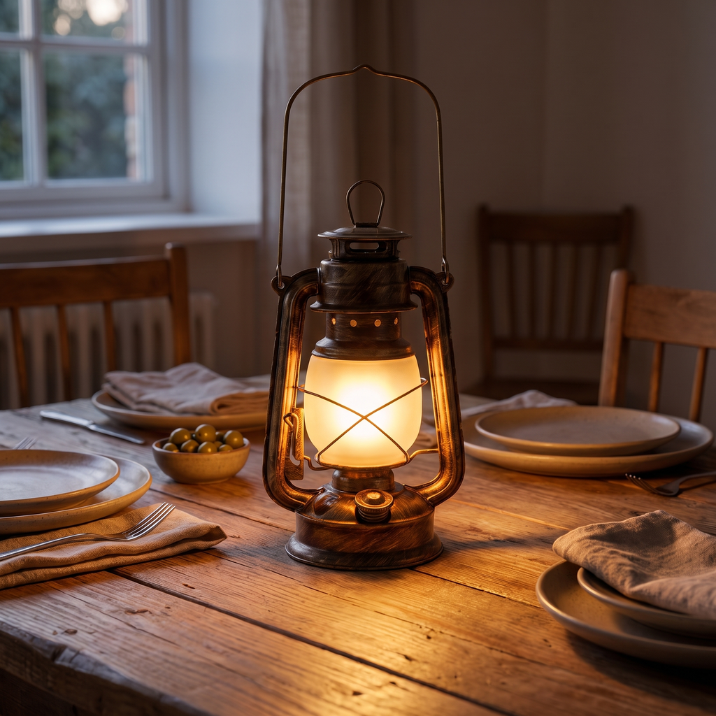Rechargeable Retro Iron Lantern Table Lamp - lifestyle 4