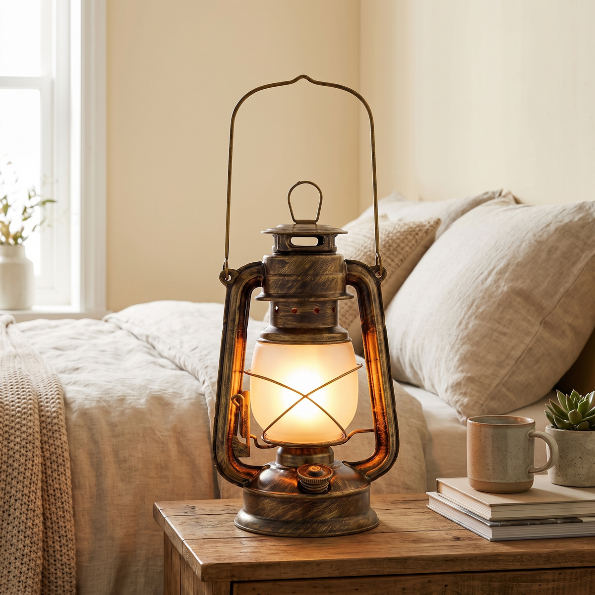 Rechargeable Retro Iron Lantern Table Lamp - lifestyle 1