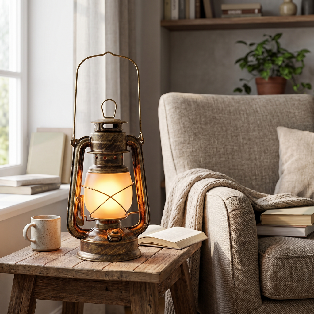 Rechargeable Retro Iron Lantern Table Lamp - lifestyle 3