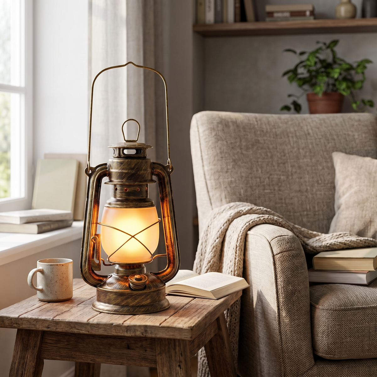 Rechargeable Retro Iron Lantern Table Lamp - lifestyle 3