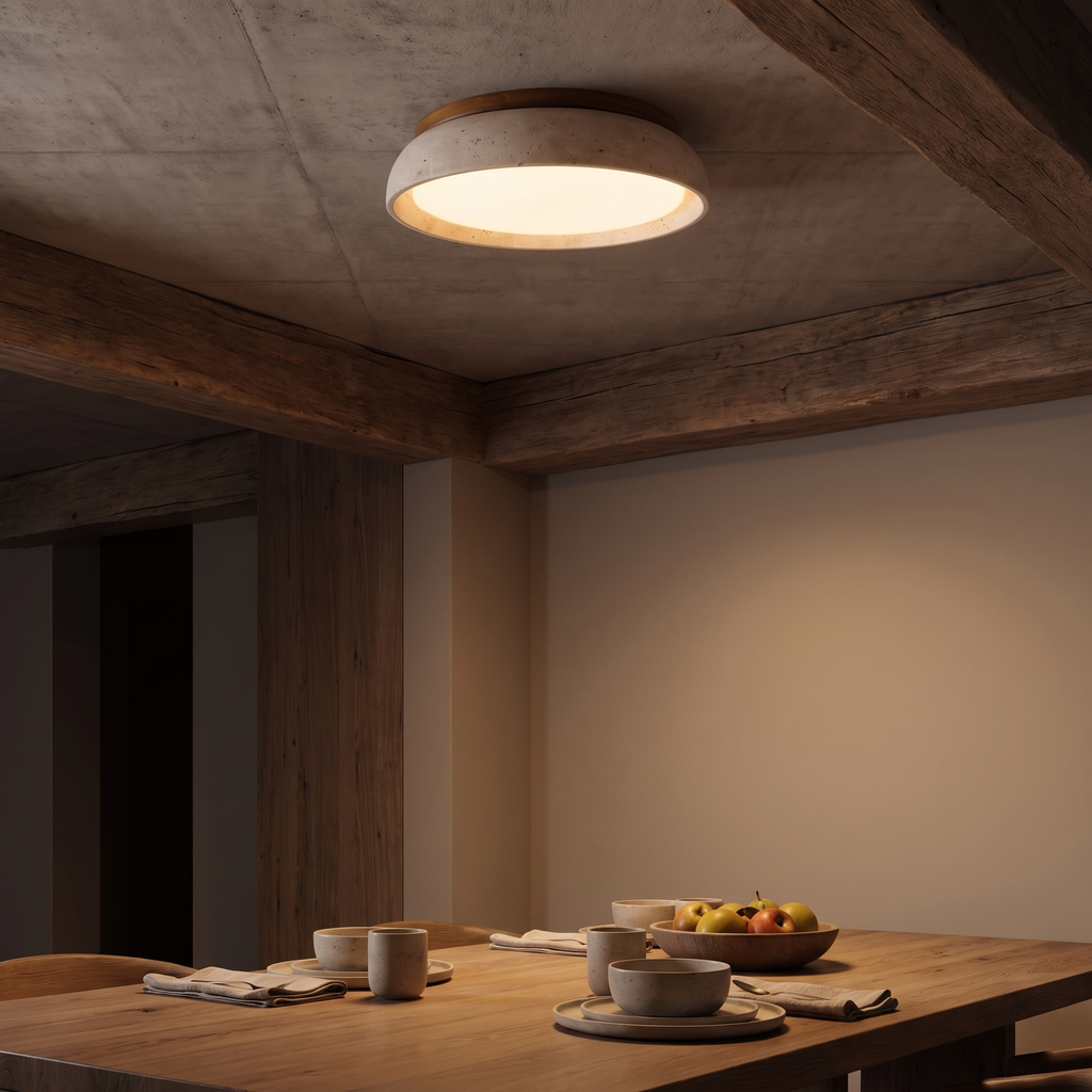 Natural Travertine LED Flush Ceiling Light - lifestyle 4