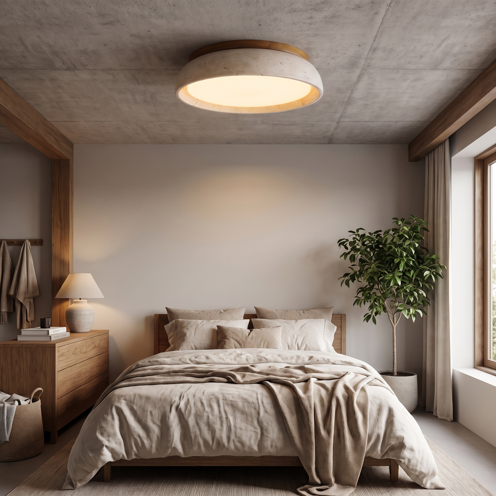 Natural Travertine LED Flush Ceiling Light - lifestyle 2