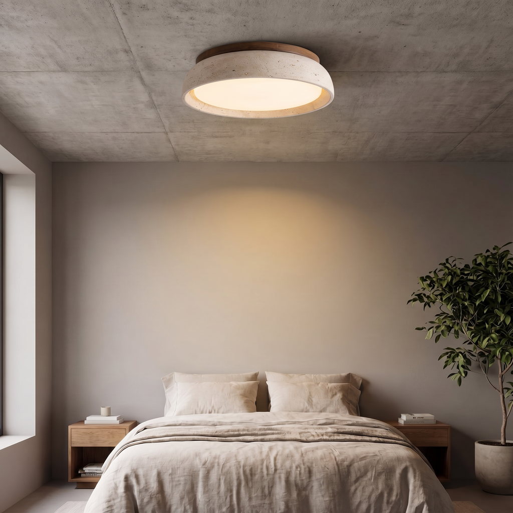 Natural Travertine LED Flush Ceiling Light - lifestyle 1