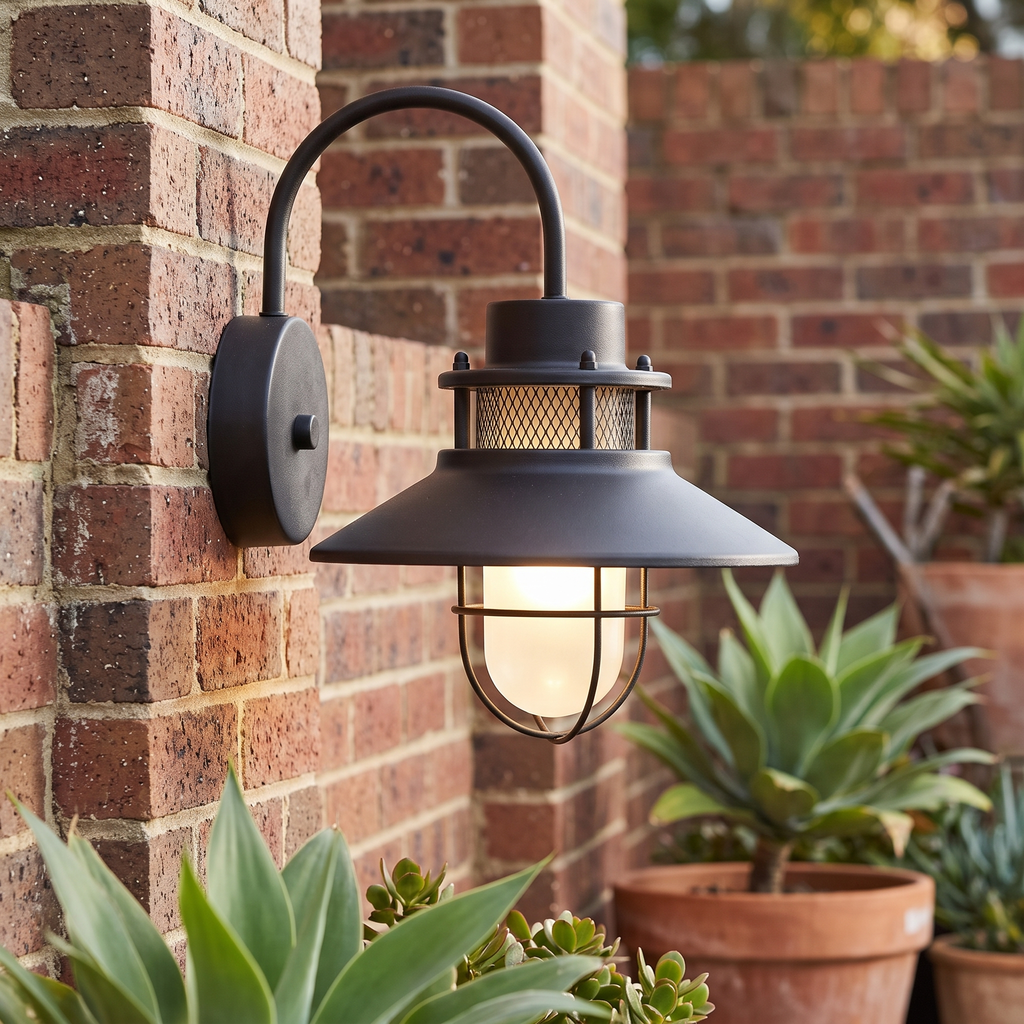 Caged Nautical Gooseneck Outdoor Wall Light - lifestyle 3
