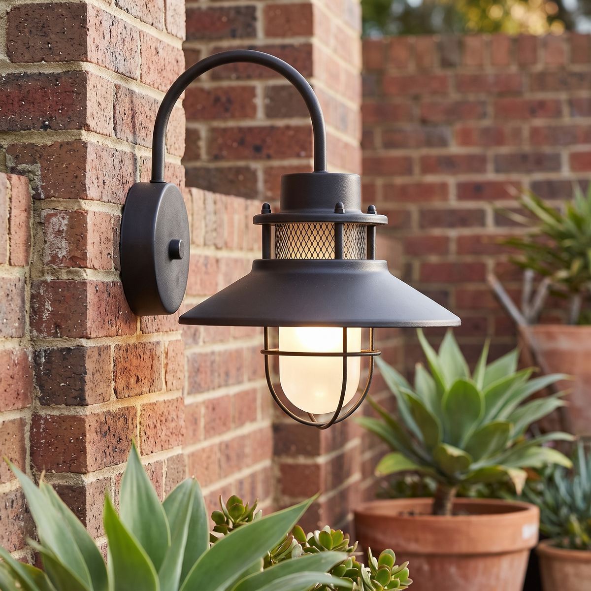 Caged Nautical Gooseneck Outdoor Wall Light - lifestyle 3
