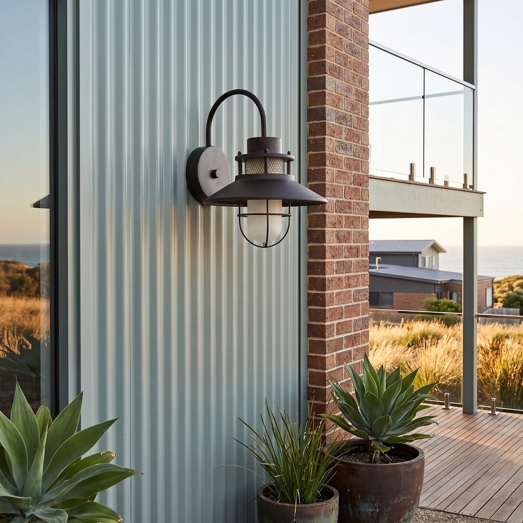 Caged Nautical Gooseneck Outdoor Wall Light - lifestyle 2