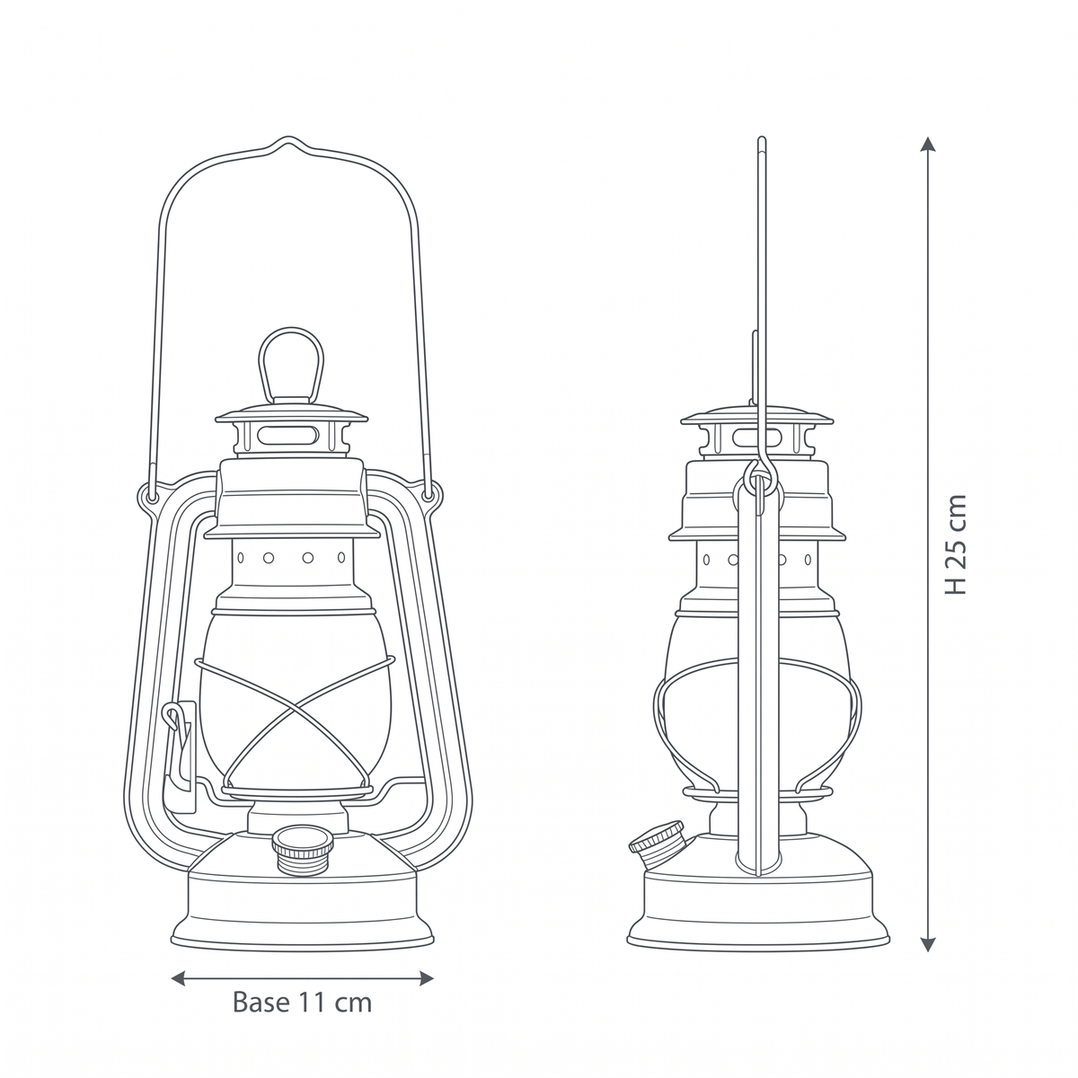 Rechargeable Retro Iron Lantern Table Lamp - dimensions