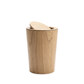 Wood-Grain Rotating Lid Waste Bin