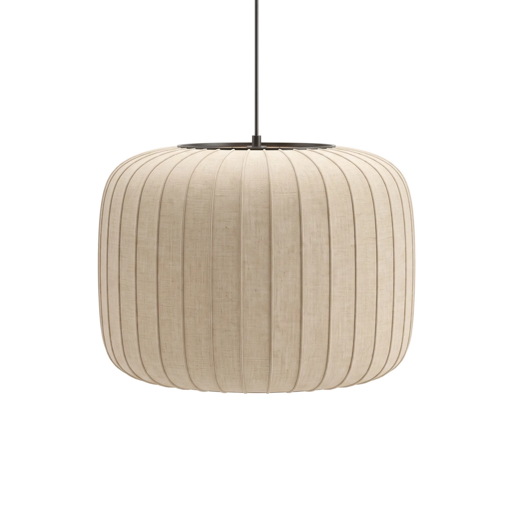 Pleated Silk Drum Cocoon Pendant Light