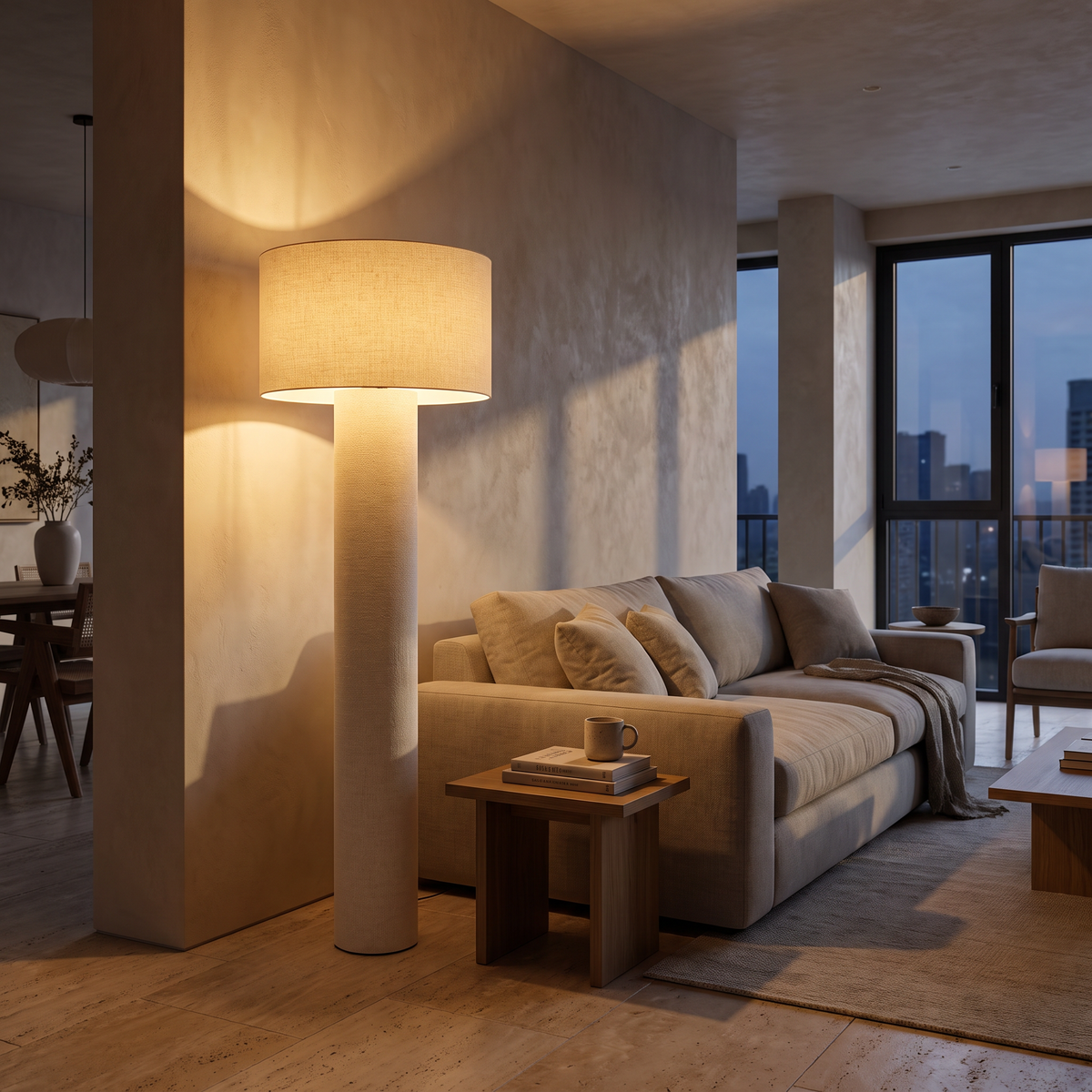 linen shade floor lamp