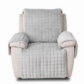Quilted Grid Plush Recliner Cover with Side Pocket