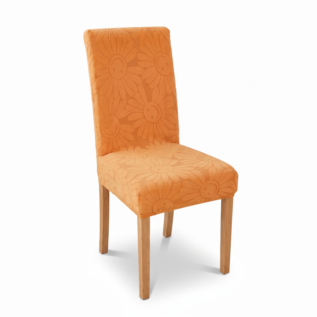 Embossed Flower Stretch Dining Chair Cover