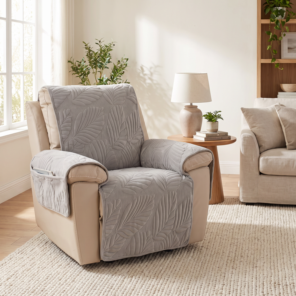 Leaf Quilted Anti-Slip Recliner Cover in a living space
