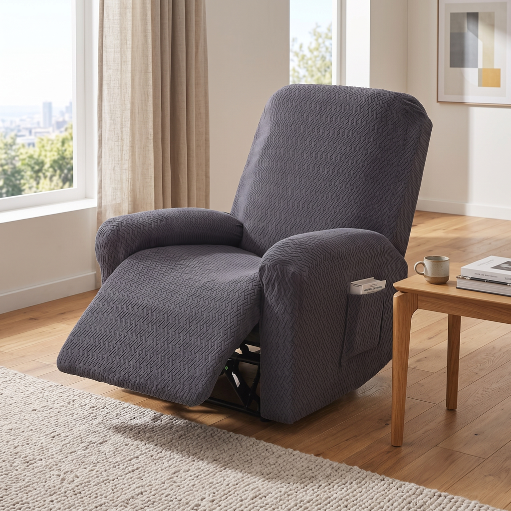 Fitted Stretch Recliner Slipcover with Pocket in a living space