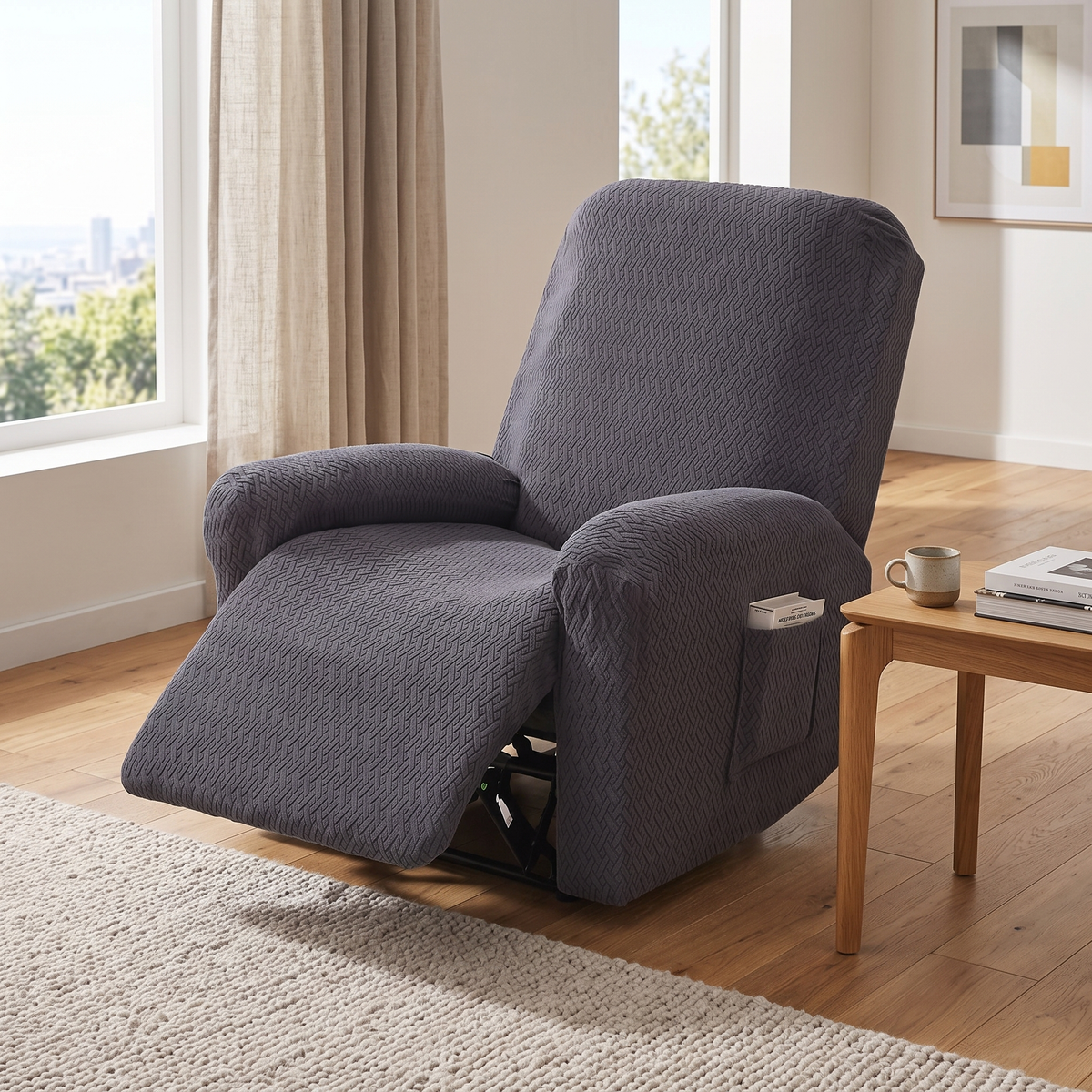 Fitted Stretch Recliner Slipcover with Pocket in a living space