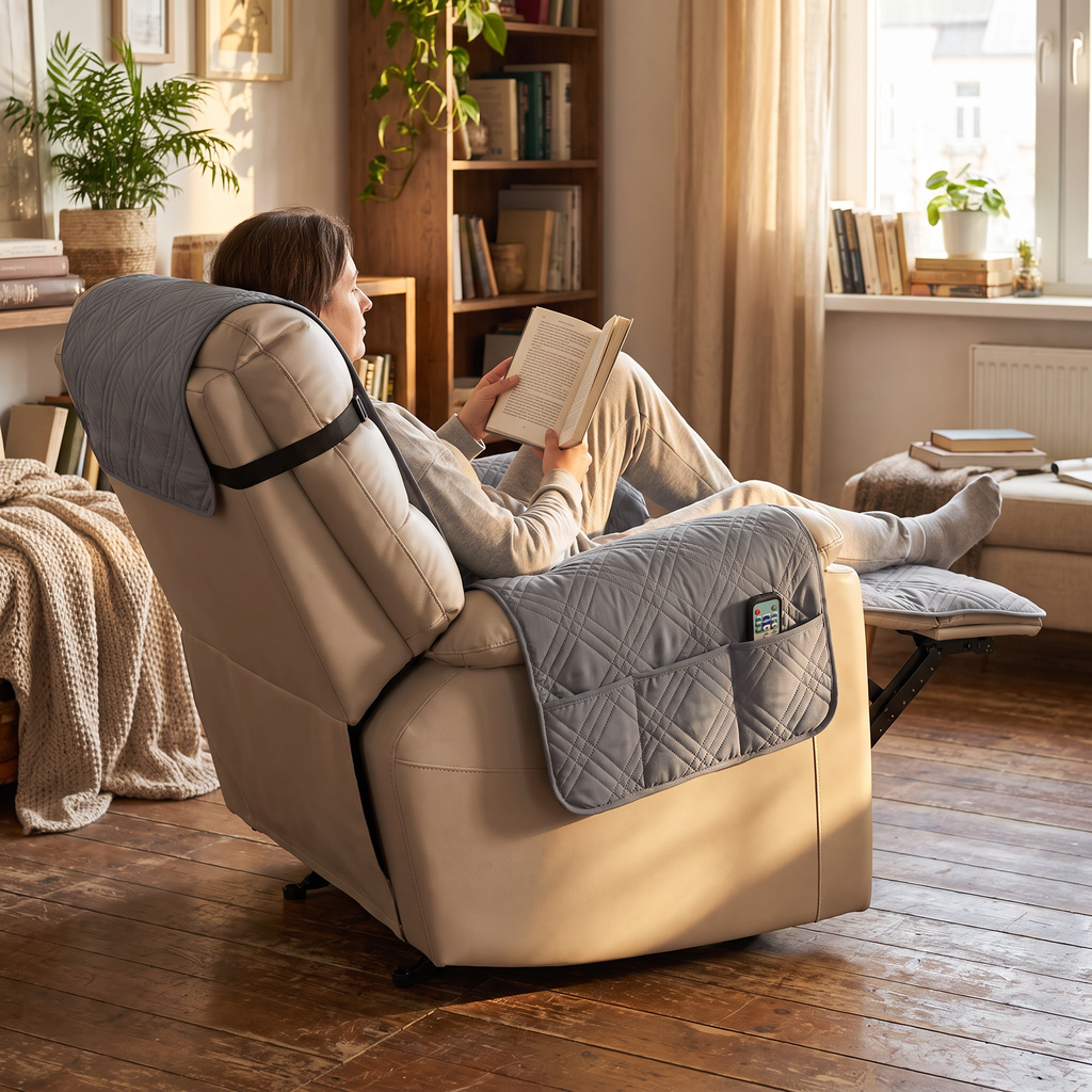 Waterproof Quilted Recliner Slipcover in use