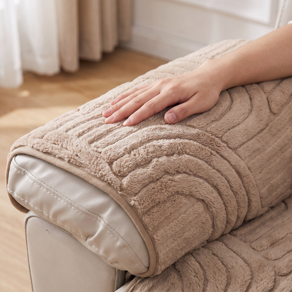 Thick Plush Wave Recliner Cover fabric detail