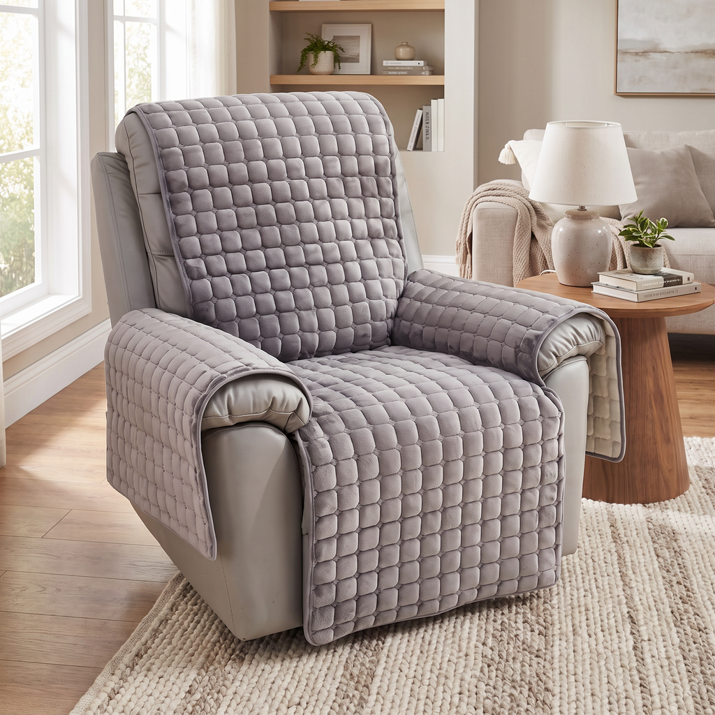 Velvet Grid Recliner Cover in a living space