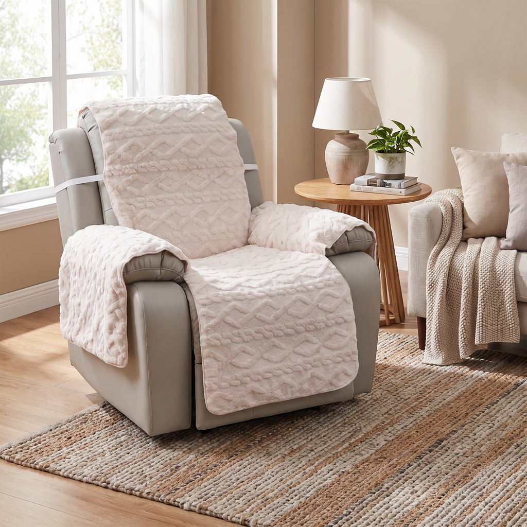 Diamond Knit Plush Recliner Slipcover in a living space