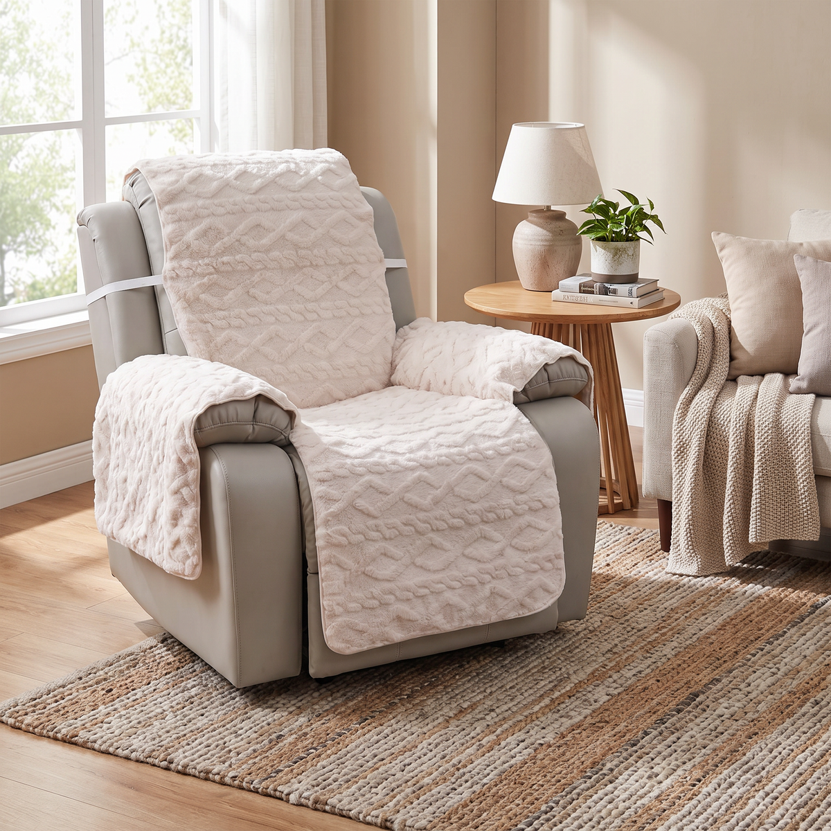 Diamond Knit Plush Recliner Slipcover in a living space