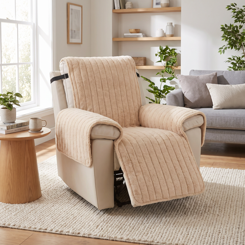 Channel Plush Recliner Cover in a living space