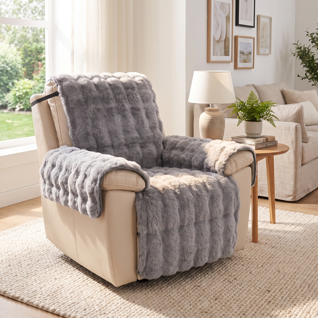 Faux Fur Bubble Recliner Cover in a living space