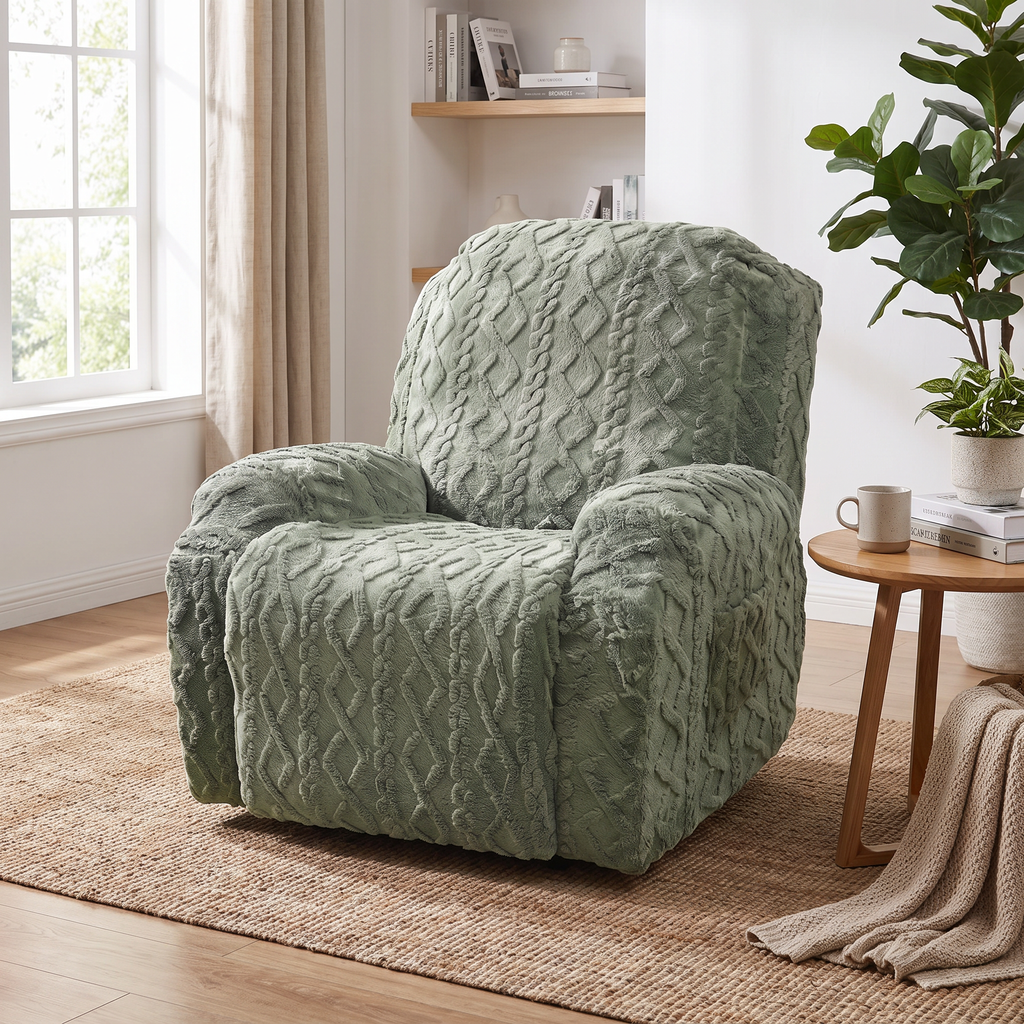 Jacquard Stretch Recliner Cover in a living space
