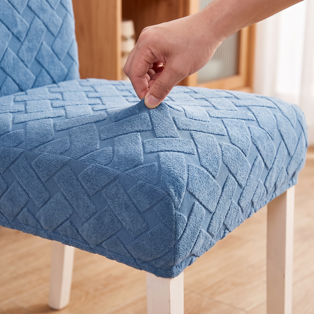 Woven Jacquard Stretch Dining Chair Cover fabric detail