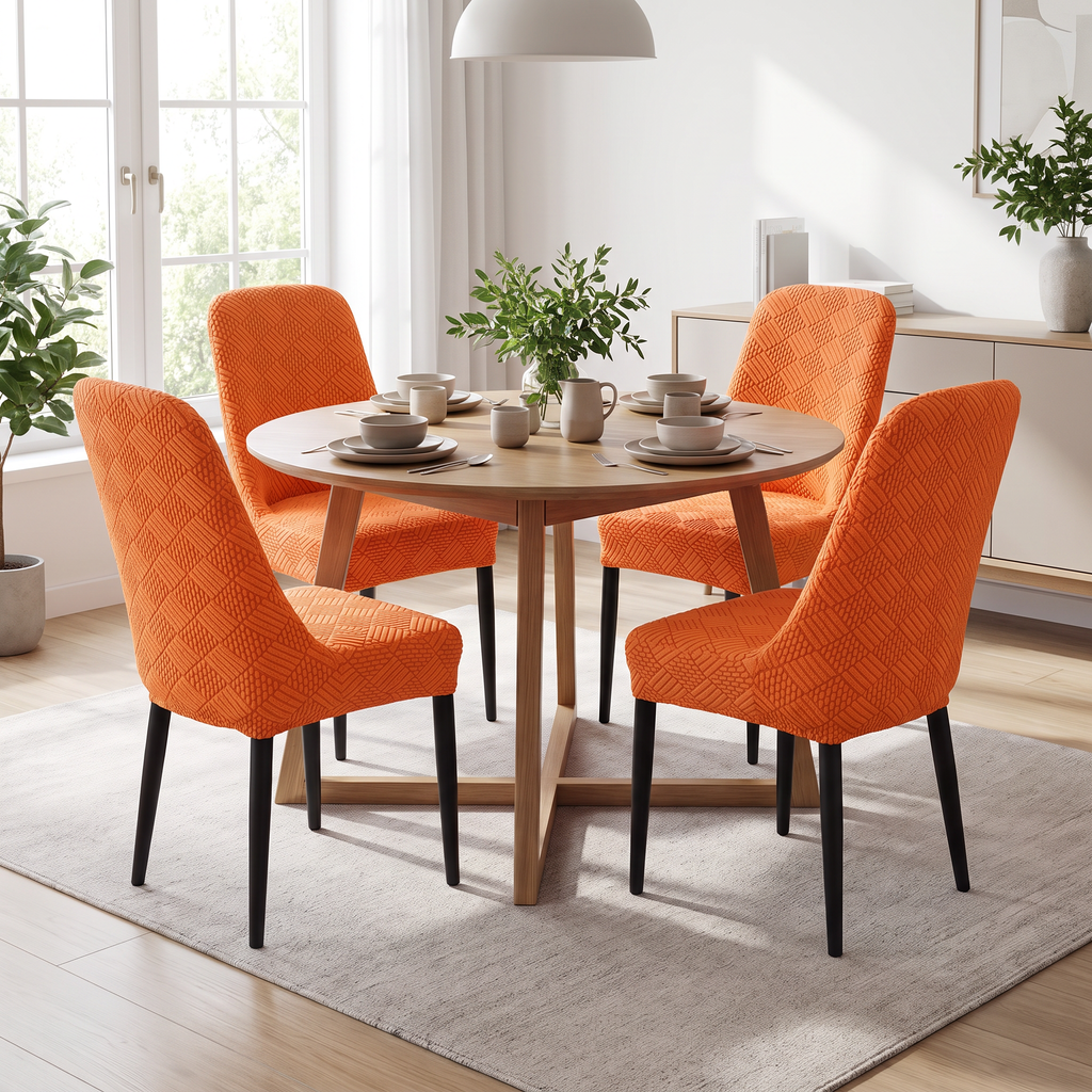 Curved-Back Knit Stretch Chair Cover in a living space