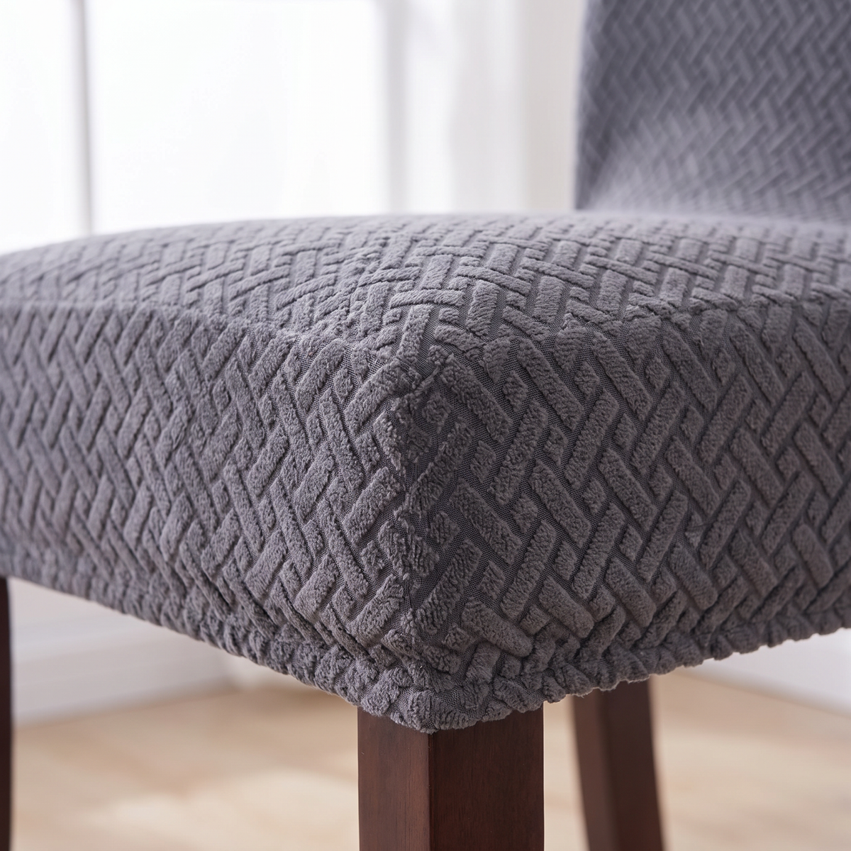 Velvet Jacquard Stretch Dining Chair Cover fabric detail