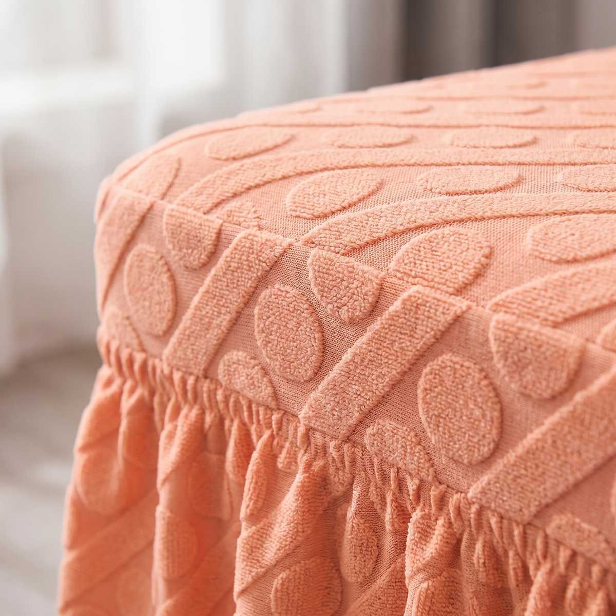 Oval Knit Dining Chair Cover - Ruffled or Plain fabric detail
