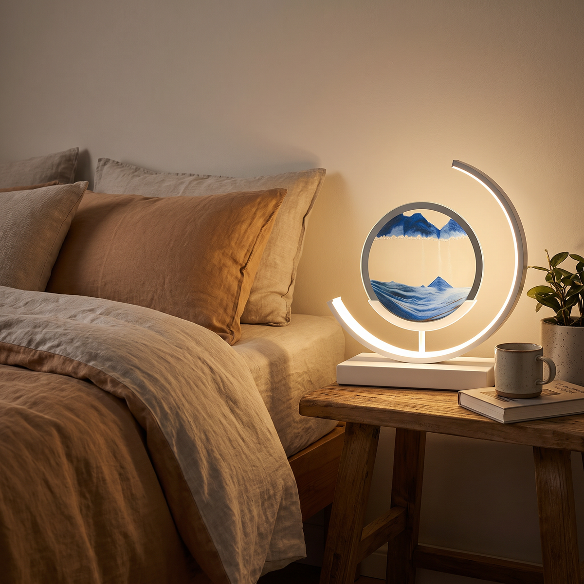 Rotating Quicksand Sand Art Table Lamp - styled