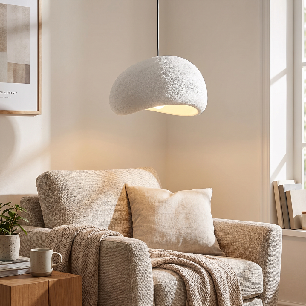 Sculptural Pebble LED Pendant Light - styled