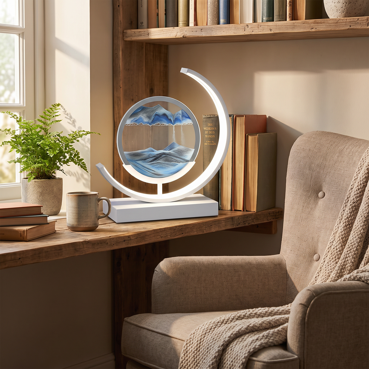 Rotating Quicksand Sand Art Table Lamp - styled