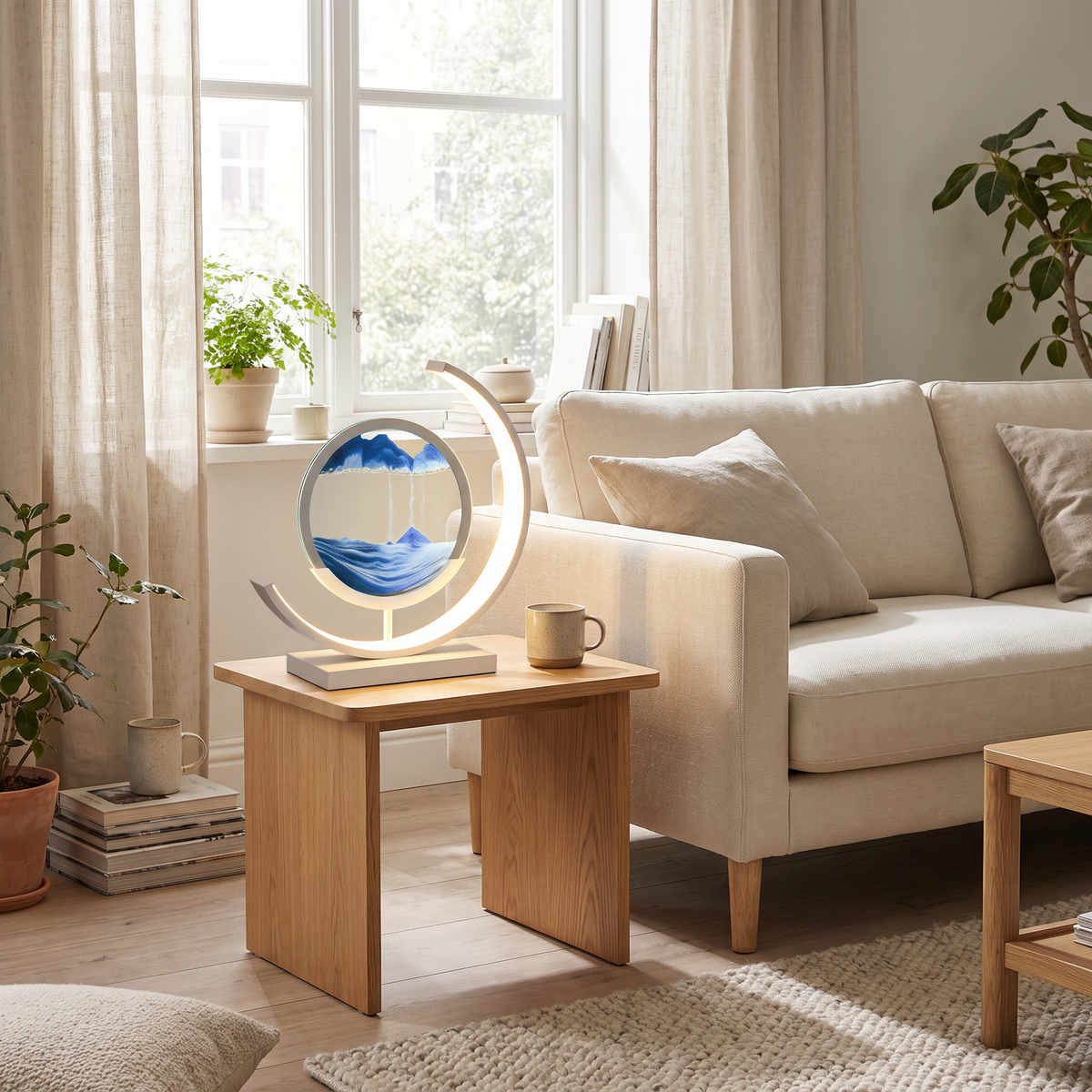 Rotating Quicksand Sand Art Table Lamp - styled