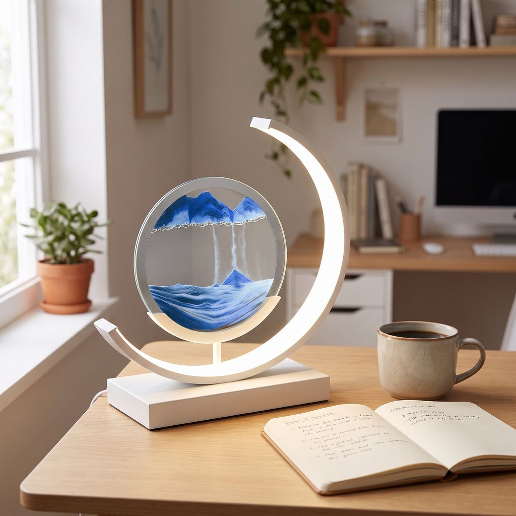 Rotating Quicksand Sand Art Table Lamp - styled