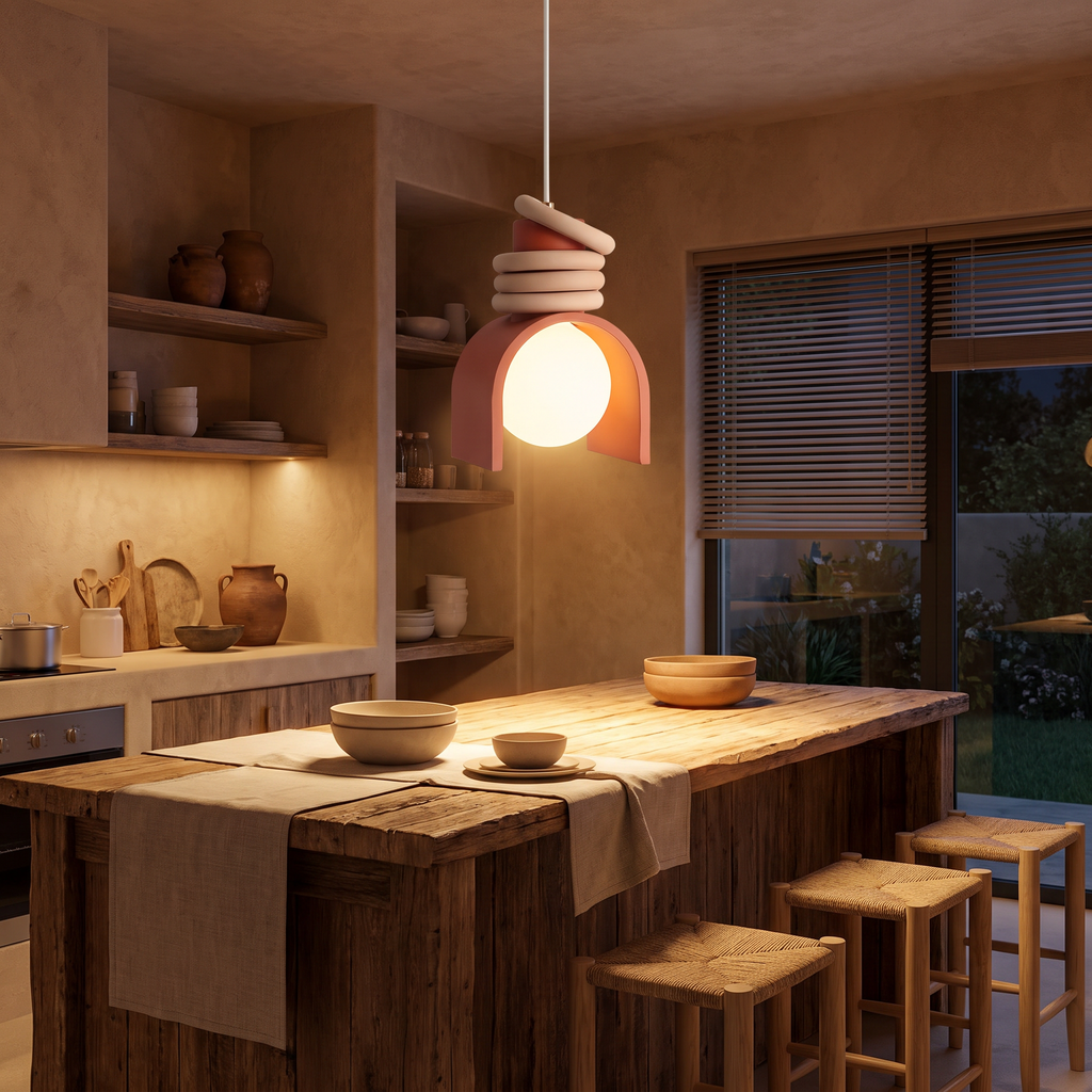 Wabi-Sabi Resin Arch Pendant Light - styled