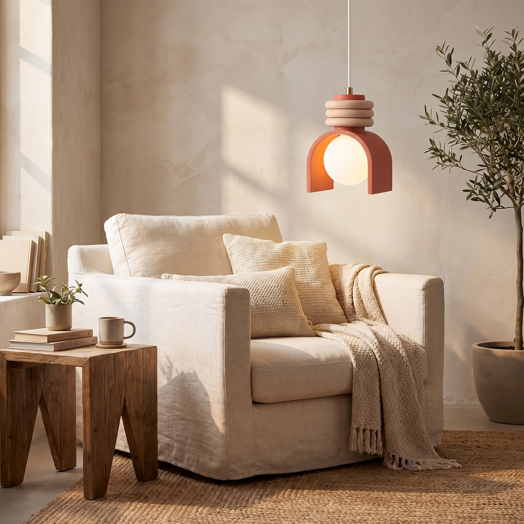Wabi-Sabi Resin Arch Pendant Light - styled