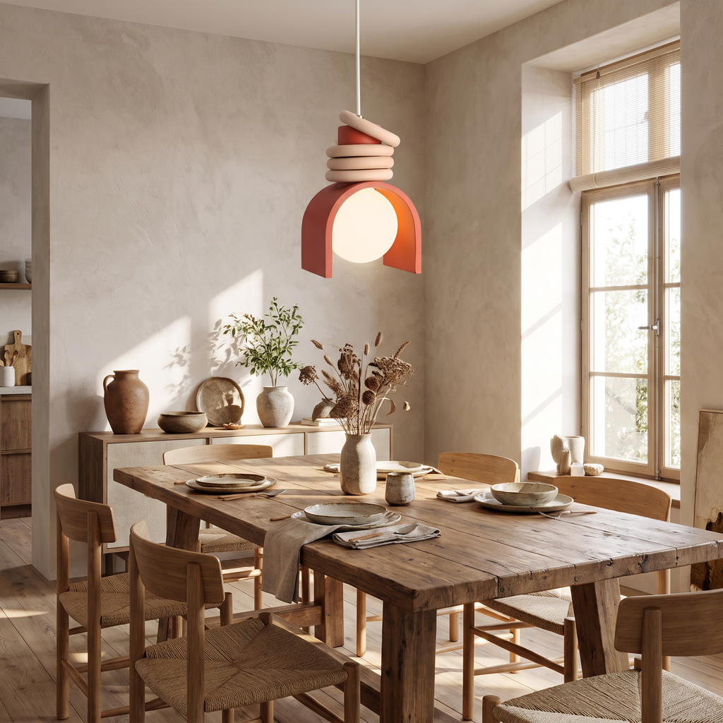 Wabi-Sabi Resin Arch Pendant Light - styled