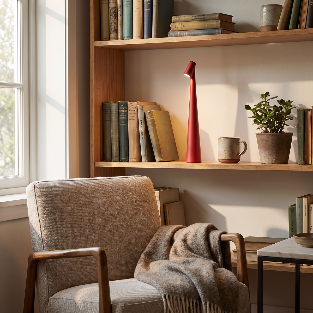 Slim Angled Rechargeable LED Table Lamp - styled
